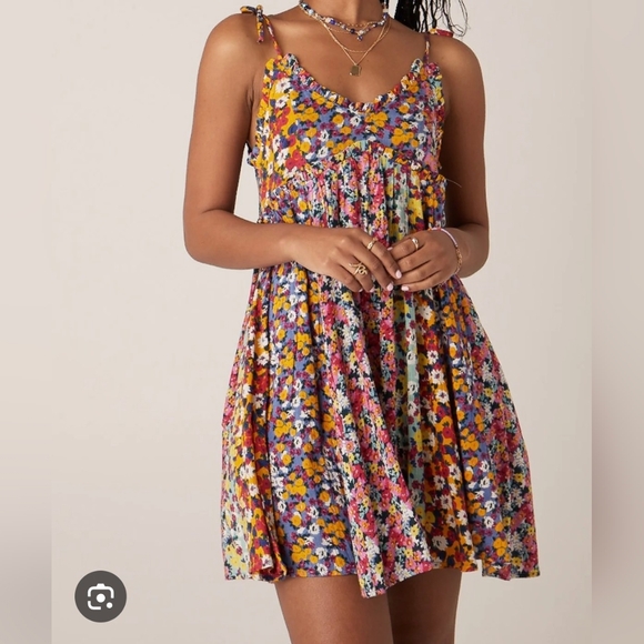 Patrons of Peace Colorful Floral Mini Dress - Picture 1 of 6